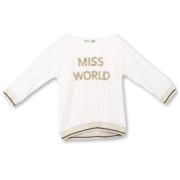 Speechless Other - Speechless Big Girls' Banded Top, Ivory Lace Miss World, Size  Small